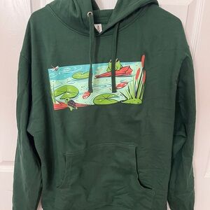 Green Hoodie with Frog Pond Graphic